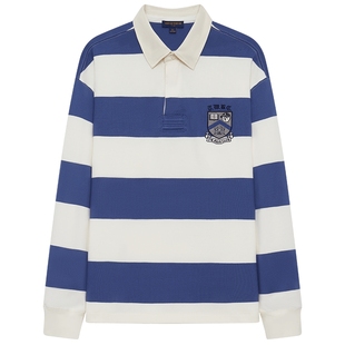 TeenieWeenie小熊男装polo领T恤2025夏季新款学院风撞色条纹上衣