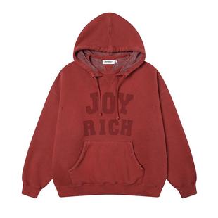 JOYRICH美式复古重磅拉绒宽松连帽落肩长袖卫衣春秋季男女同款
