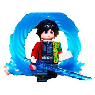 国潮积木鬼灭之刃水柱富冈义勇炭治郎小人仔玩具适用于乐高鬼杀队