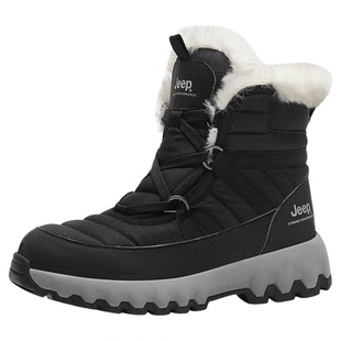 Jeep/吉普东北户外抗寒雪地靴男防水防滑雪乡保暖鞋加绒滑雪鞋女
