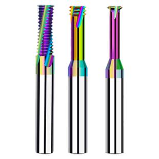 七彩钨钢加工中心螺纹铣刀铝用立铣刀涂层铣牙刀单牙三牙全牙M4M5