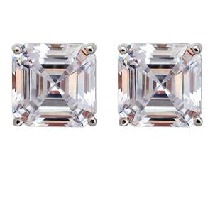 超闪阿斯切宝塔四爪克拉公主方钻石锆石耳钉冰方糖男女情侣纯银针