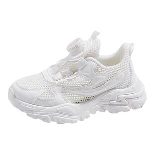 女童鞋子2026夏季新款儿童运动小白鞋薄款女孩白色网面透气单网鞋