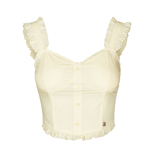 Kroche  夏日油画 抽褶花边 鱼骨胸衣吊带＋高腰蓬感伞裙