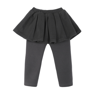 小O宝童装 宝宝假两件百褶裙裤女2025冬季新款女童加绒打底裤袜