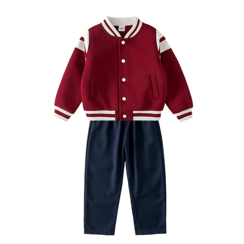 幼儿园园服春秋装英伦儿童校服红色套装班服小学生合唱演出服衬衫
