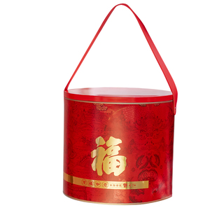 新款年货抱抱桶礼品盒高档熟食干水果通用包装空铁盒子定制做logo