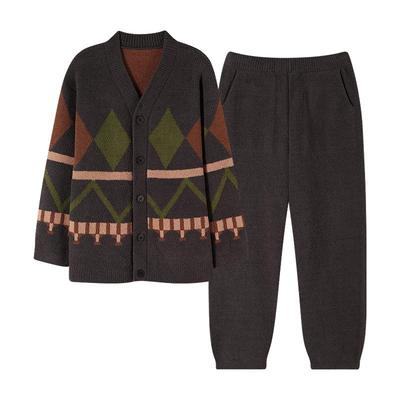 猫人半边绒睡衣男款加厚保暖开衫