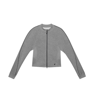 半圆女装[运动]2026春宽松休闲立体包针刺绣工艺小立领合体t恤女