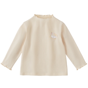 [抗菌糯暖]女童上衣6女宝宝秋冬长袖打底衫半高领衣服加绒儿童T恤