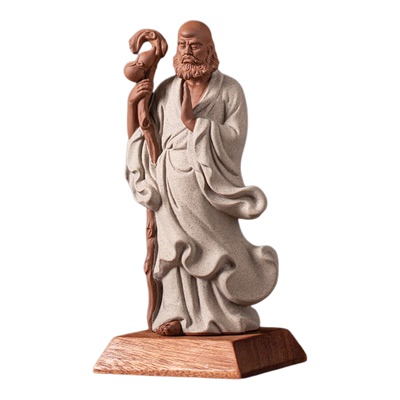 陶瓷达摩祖师雕像塑人物摆件家居玄关茶桌装饰聚福禅意佛像摆设