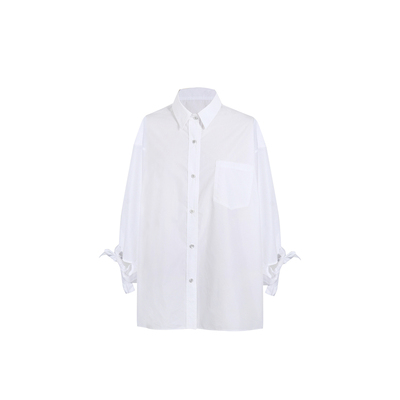 MOMENTPLAY纯色休闲棉质解构衬衫