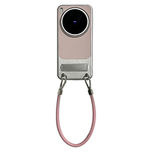 三只鱼【小众素皮纹樱花粉手提绳】适用于vivox300pro/x200ultra手机壳新款日韩网红防摔全包保护套男女轻奢