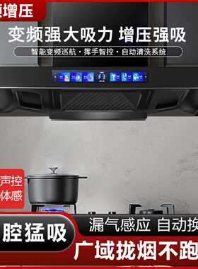 真美油烟机厨房家用大吸力新款三腔抽油烟机欧式t型顶吸式出租房