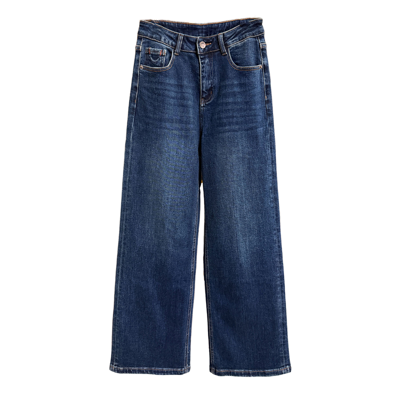 N货！显双腿笔直修长！微弹中高腰牛仔直筒裤女   M778068~JS