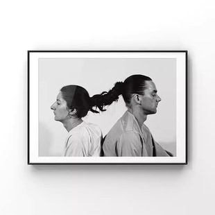 阿布拉莫维奇黑白人物摄影行为艺术装饰画客厅卧室背景墙小众挂画