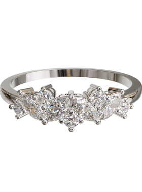 18K金马眼形群镶花冠戒指定制