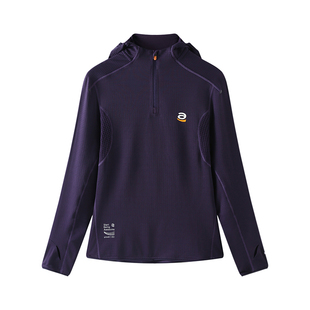 STAW世拓0度跑步长袖远红外升温连帽运动速干加绒保暖3A抗菌T恤男