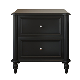 法式复古实木床头柜高级感美式黑色轻奢床边柜小户型卧室设计师款
