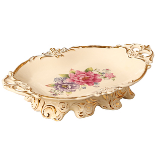 奢华欧式陶瓷水果盘家用客厅创意茶几装饰摆件糖果盘干果盘零食盘