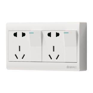 国际电工明装插座86型开关家用明线明盒二开十孔15孔2开10十五孔