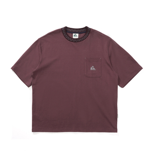 Monterest X Quiksilver联名 针织罗纹logo撞色绣花圆领短袖T恤男