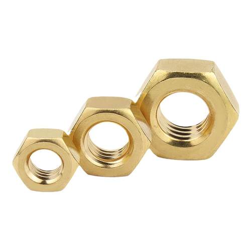 国标纯黄铜螺帽全铜六角螺母螺丝帽M1M2M3M4M5M6M8M10M12M16M20mm