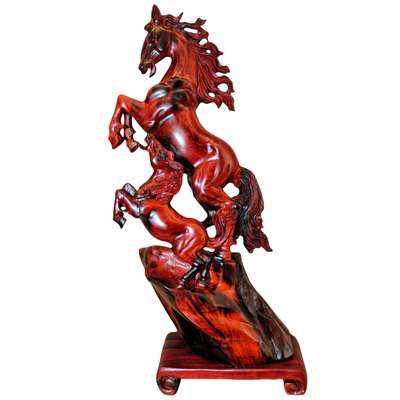 酸枝木交趾黄檀马到成功根雕摆件