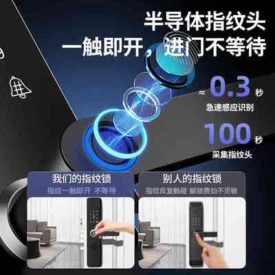 指纹锁密码锁家用通用型防盗门入户进户门电子半自动大门智能门锁