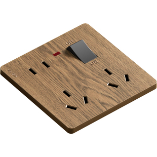 复古木纹86型一开八孔插座带开关多功能10十孔超薄面板多孔厨房