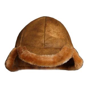 皮毛一体护耳帽子男女士中青年情侣冬季个性复古简约潮真皮鸭舌帽