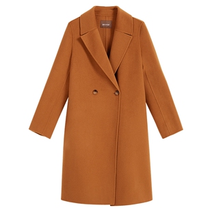 YINER音儿专选2025秋季新款80支澳洲美丽诺纯羊毛双面呢大衣外套