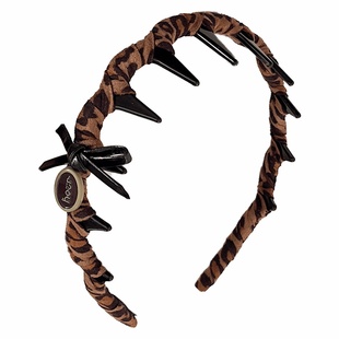 法式复古豹纹卡通猫咪带齿发箍女高颅顶百搭头箍不压发卡洗脸头饰