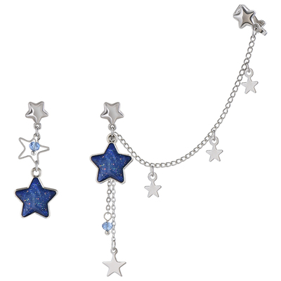 泡菜皇后甜美湛蓝星辰耳钉