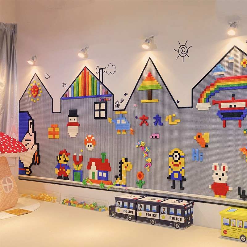 积木墙幼儿园墙上大颗粒兼容墙壁墙建构儿童玩具木高墙面积区域