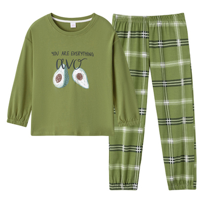 100%纯棉长袖睡衣女加厚款秋冬季