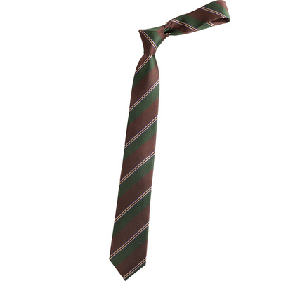 棕色咖啡条纹领带女复古风绿色