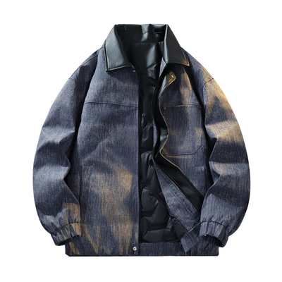 PU皮翻领轻薄羽绒服工装羽绒外套