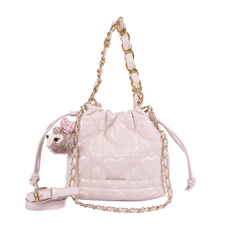 小香风菱格链条包包女超火水桶包