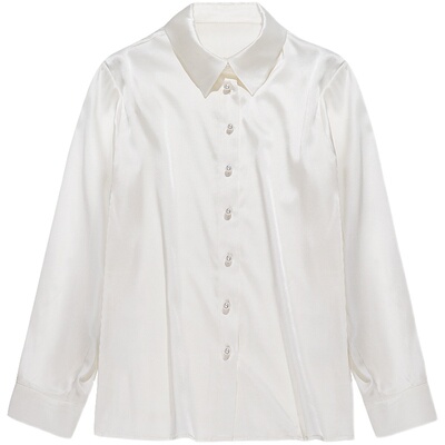 长袖真丝SiBleu珍珠纽扣