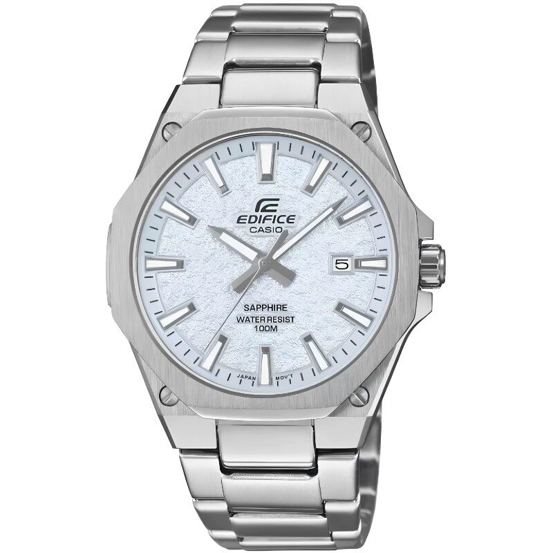 新款卡西欧Casio EDIFICE冰川蓝色八角橡树男士石英表夜光日历表