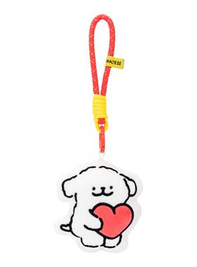 线条小狗maltese刺绣毛绒挂件萌