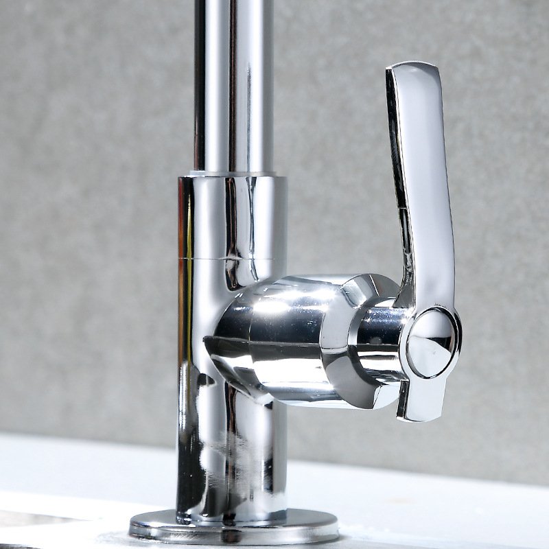 铜红冲立式单冷厨房龙头洗菜盆水槽水龙头家用阳台可旋转南安