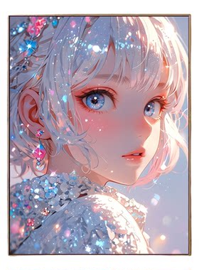 动漫少女钻石画新款高颜值手工DIY贴钻画满钻带框十子绣儿童客厅