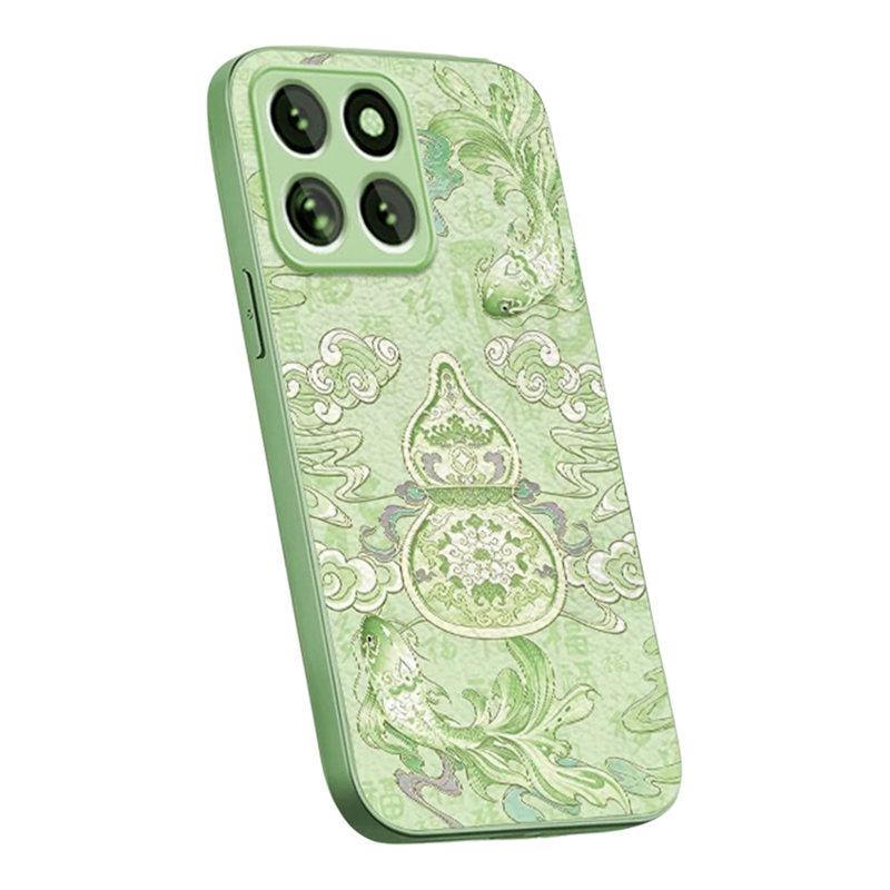 锦鲤葫芦鎏金贴皮壳适用苹果iPhone/华为荣耀/OPPO/vivo/小米/红米手机壳简约硬壳带手链苹果13pro保护套女款