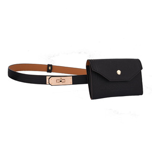 新款时尚真皮腰带配裙子Kelly风格百搭牛皮腰包女皮带带小方包潮