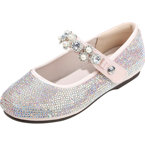 百丽童鞋秋季女童水晶鞋闪亮水钻公主鞋小女孩时尚百搭软底演出鞋