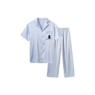 ubras流光家居服男士缎面睡衣7A抗菌冰丝短袖套装可外穿新款秋冬