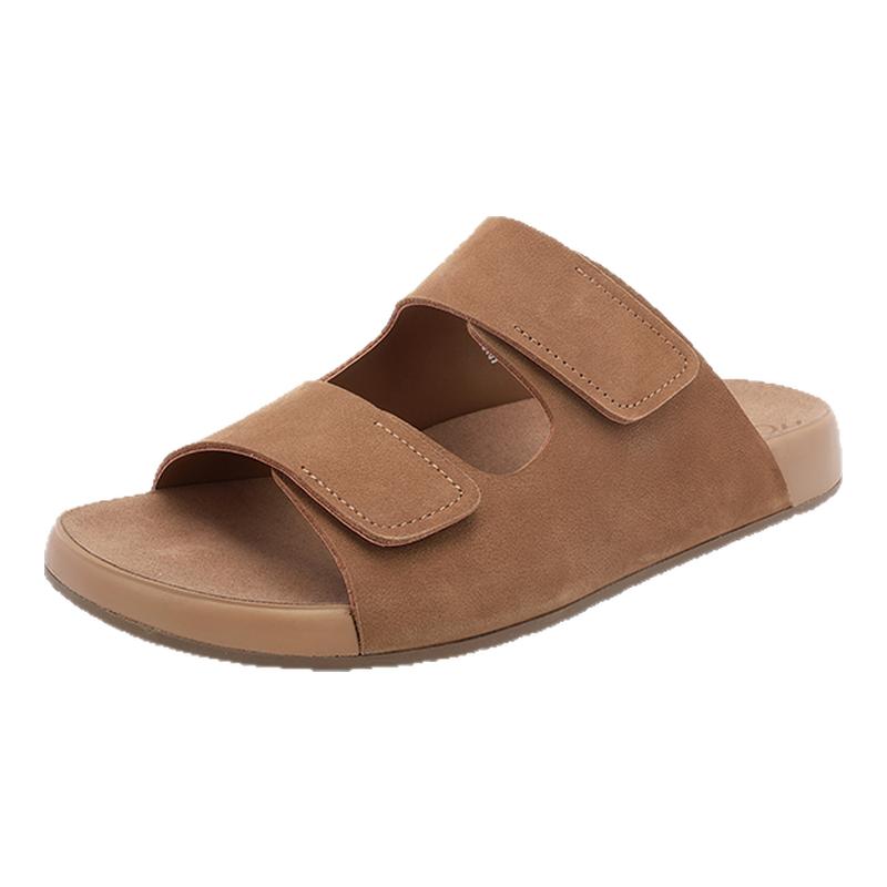 红粉知己2025新款真皮平底拖鞋男鞋外穿懒人一脚蹬休闲百搭凉拖鞋