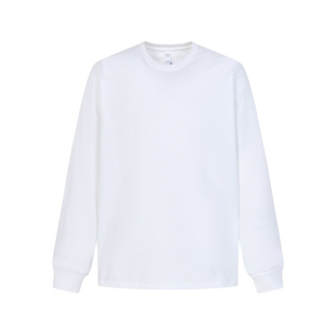 美式重磅600g双纱纯棉不透百搭休闲落肩款男女纯色长袖T恤打底衫